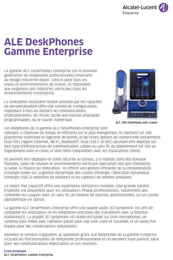 ALCATEL / ALE-500 IP DeskPhone avec combiné filaire