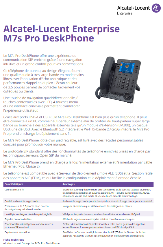 Alcatel Lucent Enterprise / M7s Pro SIP DeskPhone